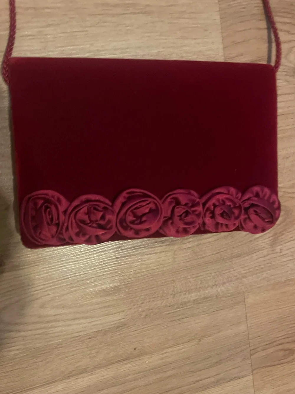 Carolyne Barton Red Velvet purse with Rosette Trim